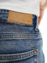 Noisy May Moni high waisted straight jeans in mid wash blue