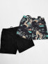 AllSaints lani 2 pack swim shorts in black multi