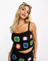 ASOS DESIGN crochet patchwork co-ord top in multi