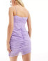 ASOS DESIGN Petite tie front cami mini dress with ruched skirt in lilac