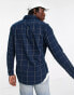 Selected Homme windowpane twill check shirt in navy