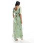 Hope & Ivy flutter sleeve maxi dress in sage