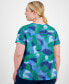 Plus Size Birdseye-Mesh Short-Sleeve Top, Created for Macy's