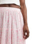 Miss Selfridge button detail tiered maxi skirt in pink floral