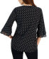 Women's Split-Neck Polka-Dot Flutter Sleeve Top