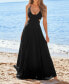 Women's Black Plunging Halterneck Cutout Maxi Beach Dress