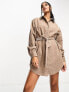 ASOS DESIGN cord belted shirt dress in brown