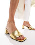 ASOS DESIGN Hundred mid block heeled mules in gold