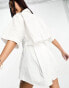 Urban Revivo oversized shirt with pleats in white