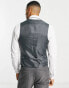 ASOS DESIGN wedding skinny wool mix suit waistcoat in charcoal herringbone