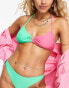 South Beach bikini top in green and pink colour block