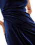 TFNC slash neck velvet maxi dress in dark navy