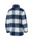 Women's Navy, White Washington Capitals Plaid Sherpa Quarter-Zip Jacket