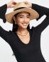 Fashion Union Exclusive knitted mini beach summer dress in black