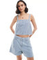 Mango pinstripe denim co-ord cami top in light blue