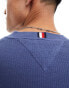 Tommy Hilfiger chain ridge structure crew neck jumper in blue