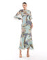 ASOS DESIGN long sleeve ruffle bias maxi dress with cape detail in floral print