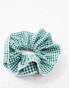 DesignB London double layer gingham scrunchie in green