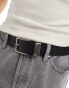 Armani Exchange logo leather belt in black