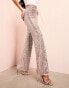 ASOS LUXE square sequin trousers in pink