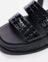 Topshop Grace flat sandal with buckle detail in black croc