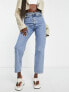 Weekday Rowe high waist straight leg jeans in sky blue