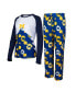 Women's Navy Michigan Wolverines Tinsel Ugly Sweater Long Sleeve T-shirt and Pants Sleep Set