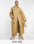 ASOS DESIGN Tall longline quilted coat in camel