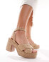 ASOS DESIGN Henderson cross strap mid heeled platform sandals in natural fabrication