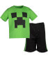 Boys Creeper Skeleton Zombie Enderman Graphic T-Shirt and Mesh Shorts Outfit Set to