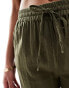 ONLY Tall linen texture wide leg trouser in khaki