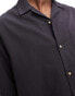 ASOS DESIGN boxy oversized linen look shirt with revere collar in black