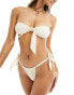 Miss Selfridge mix and match tie side bikini bottom with ruching in cream