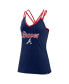 Women's Navy Atlanta Braves Go For It Strappy V-Neck Tank Top