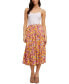 Printed Tiered Midi Skirt Multi Tropical Print