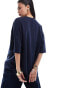 ASOS DESIGN Weekend Collective oversized t-shirt with varsity logo in navy