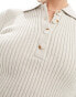 Bershka knitted flared sleeve polo top in taupe