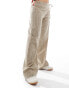 Pull&Bear tie detail waist trouser in sand stripe