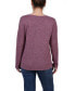 Petite Long Sleeve Knit Keyhole Top