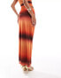 ASOS DESIGN co-ord mesh maxi skirt in sunset ombre print