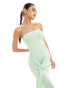 ASOS DESIGN bandeau maxi dress with drape detail in light green print