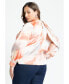 Plus Size Draped Printed Satin Blouse