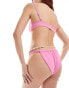 Weekday Storm gathered waist bikini bottom in pink exclusive to ASOS