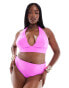 ASOS DESIGN Curve Maya high leg high waist bikini bottom in pink pop