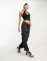 Urban Classics wrap halterneck top in black