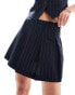 ASOS DESIGN tailored pleated mini skirt in navy stripe