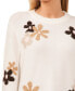 Women's Flower Patterned Knit Crewneck Sweater