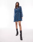 Topshop chuck on channeled button down mini dress in blue floral