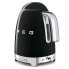 SMEG electric kettle KLF04BLEU (Black) - 1.7 L - 2400 W - Black - Plastic - Stainless steel - Adjustable thermostat - Water level indicator