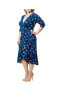 Plus Size Flirty Flounce Midi Wrap Dress with 3/4 Sleeves